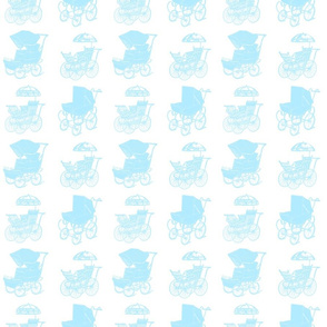 Antique Baby Carriages in Baby Blue with a White Background (Regular Scale)