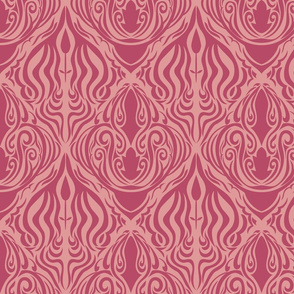 Swirl damask - red - medium