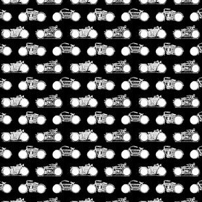 Motorcycles with Dot Pattern on Black Background (Mini Scale)