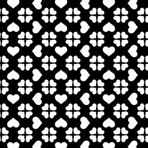 Elegant Hearts Pattern with Black Background (Mini Scale)