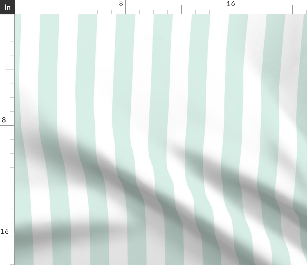Large Sea Foam Awning Stripe Pattern Vertical in White