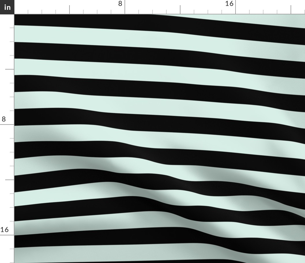 Large Sea Foam Awning Stripe Pattern Horizontal in Black