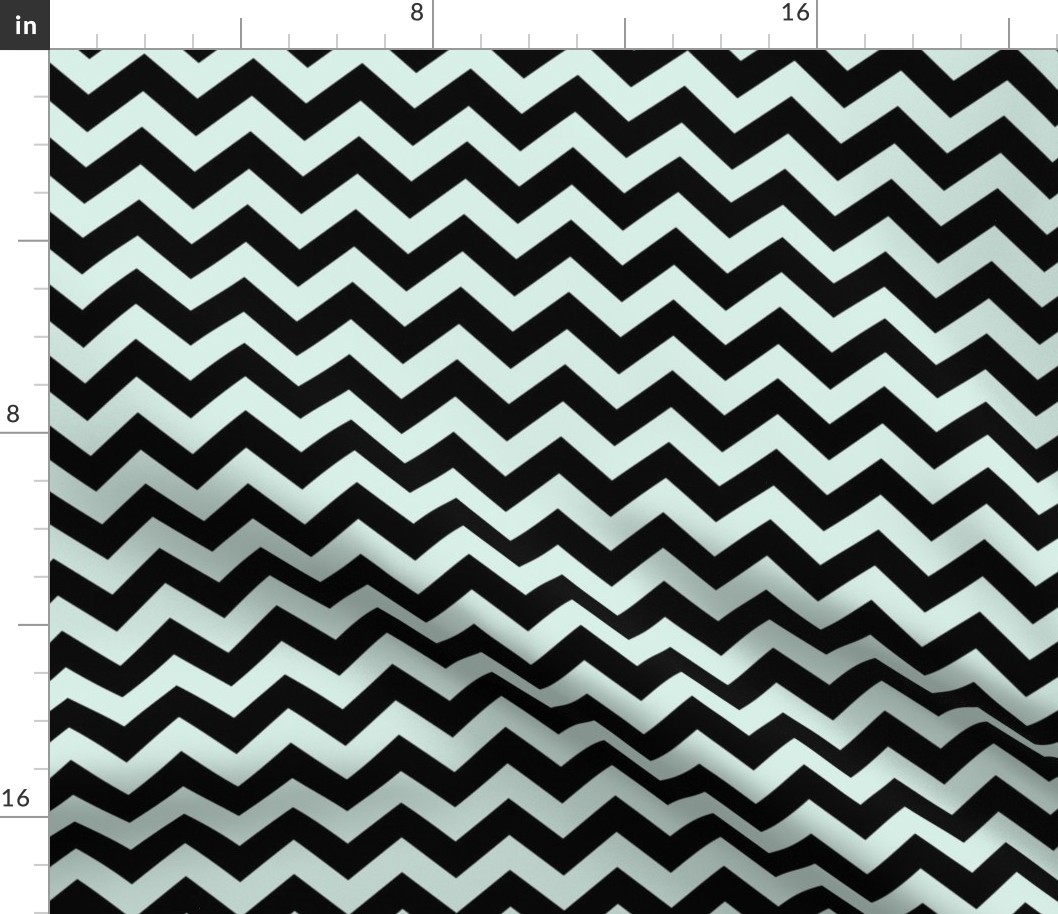 Chevron Pattern - Sea Foam and Black