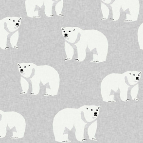 LARGE polar bear arctic animal kids nature bears fabric grey