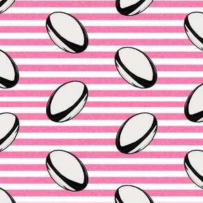 rugby ball fabric - rugby - pink stripes