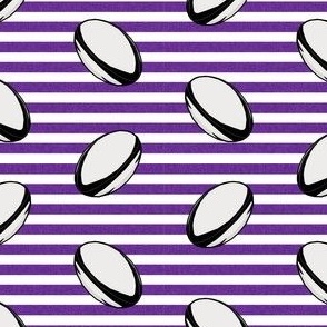 rugby ball fabric - rugby - purple stripes