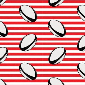 rugby ball fabric - rugby - red stripes