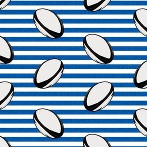 rugby ball fabric - rugby - blue stripes