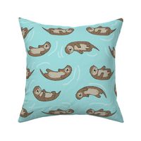 LARGE otter fabric // cute otters design animals fabric nursery baby andrea lauren - light blue