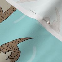 LARGE otter fabric // cute otters design animals fabric nursery baby andrea lauren - light blue