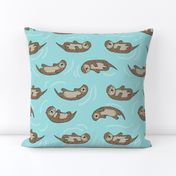 LARGE otter fabric // cute otters design animals fabric nursery baby andrea lauren - light blue