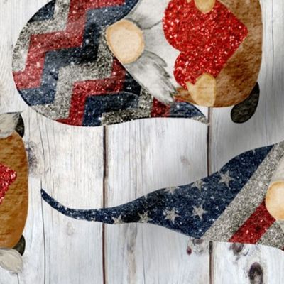 Stars and Stripes Glitter Gnomes on Shiplap Rotated - large scale