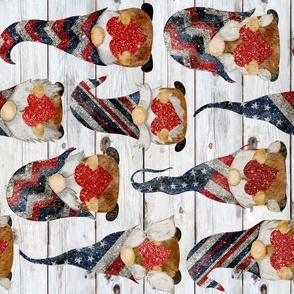 Stars and Stripes Glitter Gnomes on Shiplap Rotated - large scale