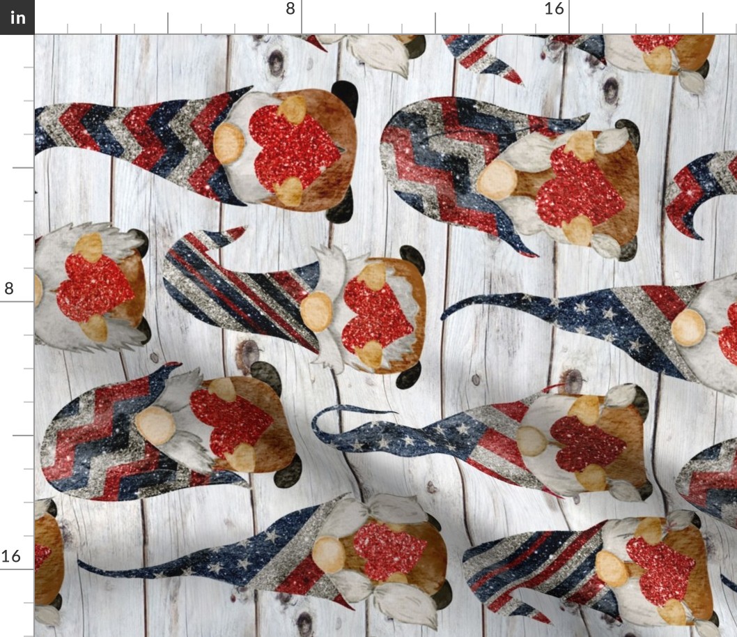 Stars and Stripes Glitter Gnomes on Shiplap Rotated - large scale
