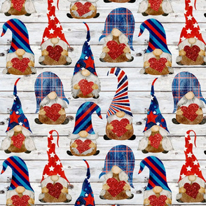 Red White Blue Patriotic Gnomes on Shiplap - medium scale