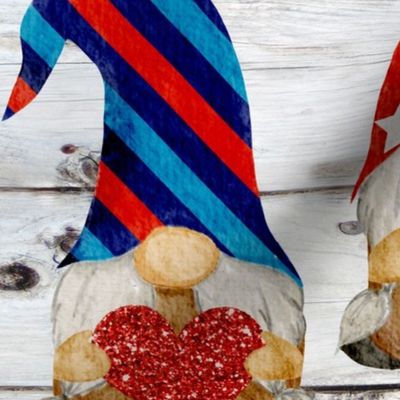 Red White Blue Patriotic Gnomes on Shiplap - large scale