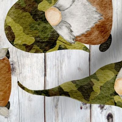 Camo Gnomes Green on Shiplap Rotated - large scale