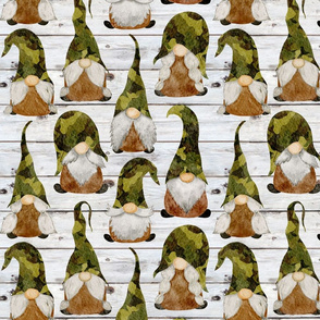 Camo Gnomes Green on Shiplap - medium scale