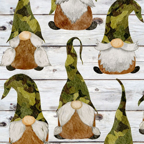 Camo Gnomes Green on Shiplap - large scale