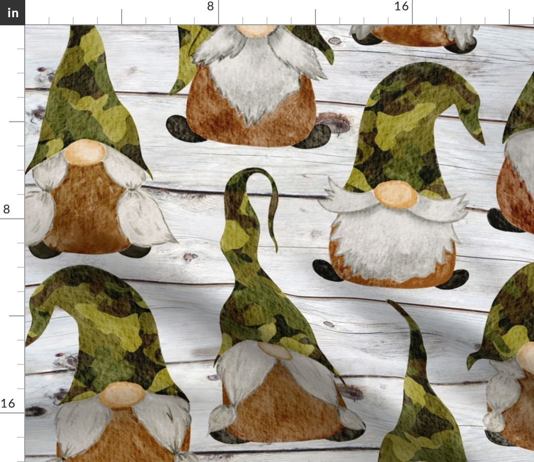 Camo Gnomes Green on Shiplap - large scale