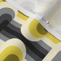 Yellow Grey mid-century modern T-shape retro Wallpaper