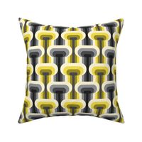 Yellow Grey mid-century modern T-shape retro Wallpaper