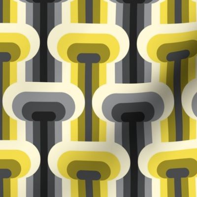 Yellow Grey mid-century modern T-shape retro Wallpaper
