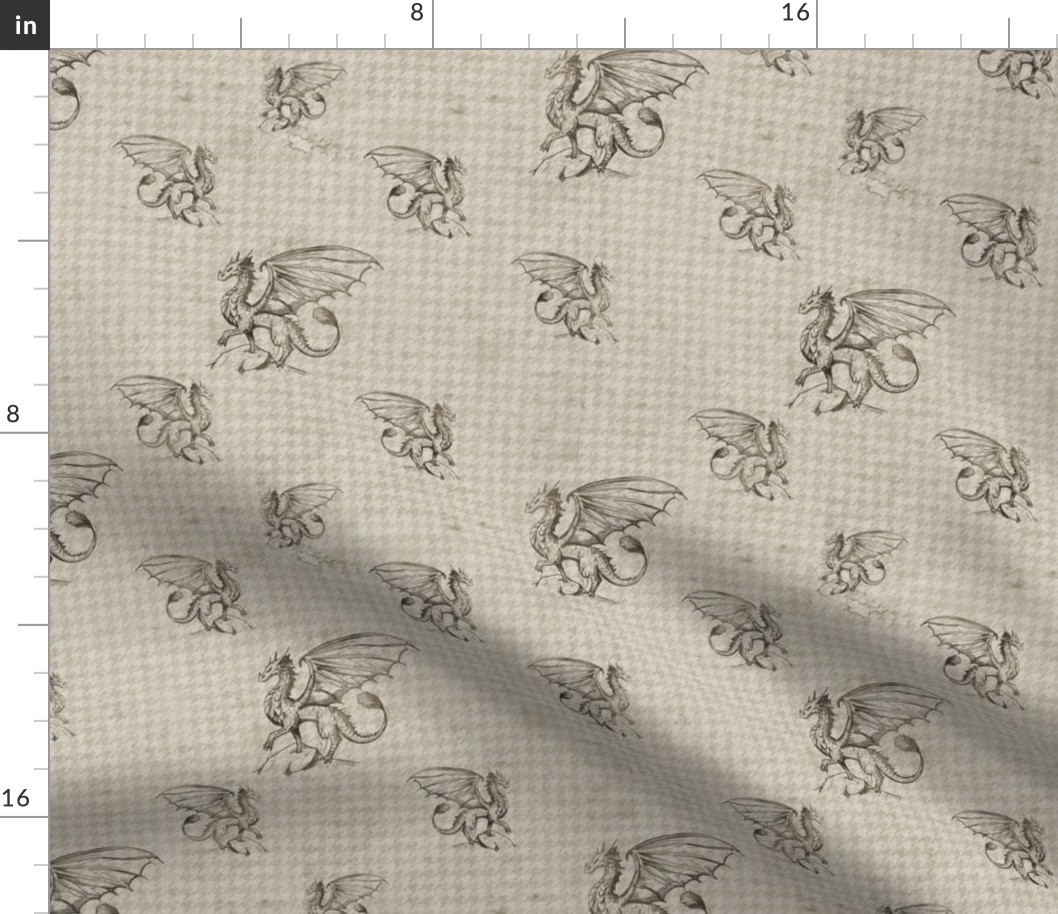 Dragon on rock houndstooth Yardage