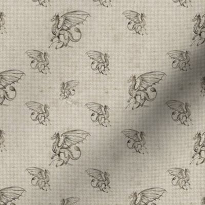 Dragon on rock houndstooth Yardage MINI