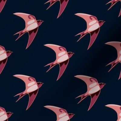 Rose Pink Swallows