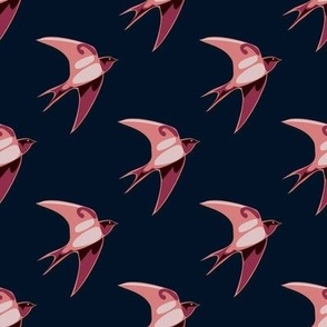 Rose Pink Swallows