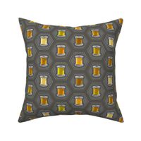 Stitched Hexies - Yellow & Gray