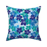 Cool Hibiscus Blue Green - Small Scale