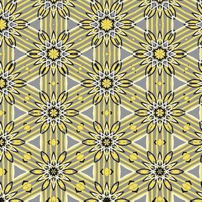Field of Flowers Metamorphosis Quilting in Yellow Gray Pantone 2021 with Black and White No 24
