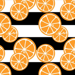 orange on black and white stripes