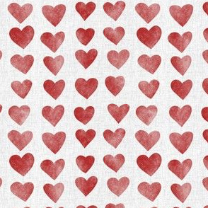 Hearts Stamp Red Linen MINI