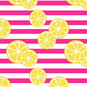 lemons on pink stripes
