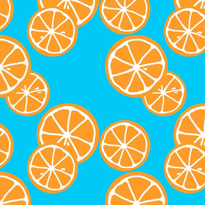 oranges on blue