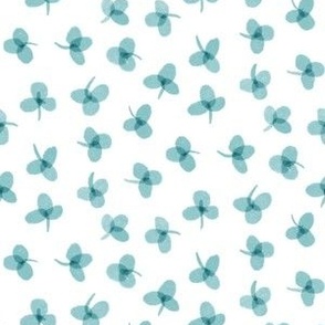 Teal Watercolor Shamrock on white Small Scale