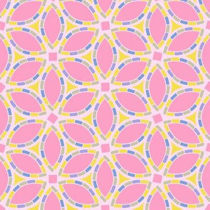 Blossom Mosaic // Bright Pastels on Pink