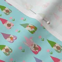 SMALL easter gnomes fabric - cute springtime tomten - light blue