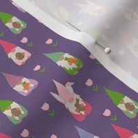 SMALL easter gnomes fabric - cute springtime tomten - purple