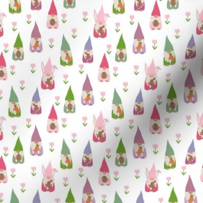 SMALL easter gnomes fabric - cute springtime tomten - white