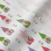SMALL easter gnomes fabric - cute springtime tomten - white