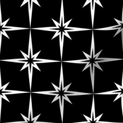 Retro Star Pattern White on Black