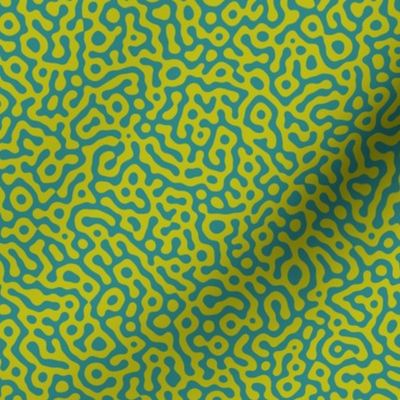 squiggle Turing pattern #7 - teal and wasabi
