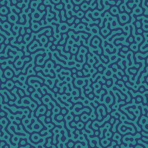 squiggle Turing pattern #7 - navy and teal