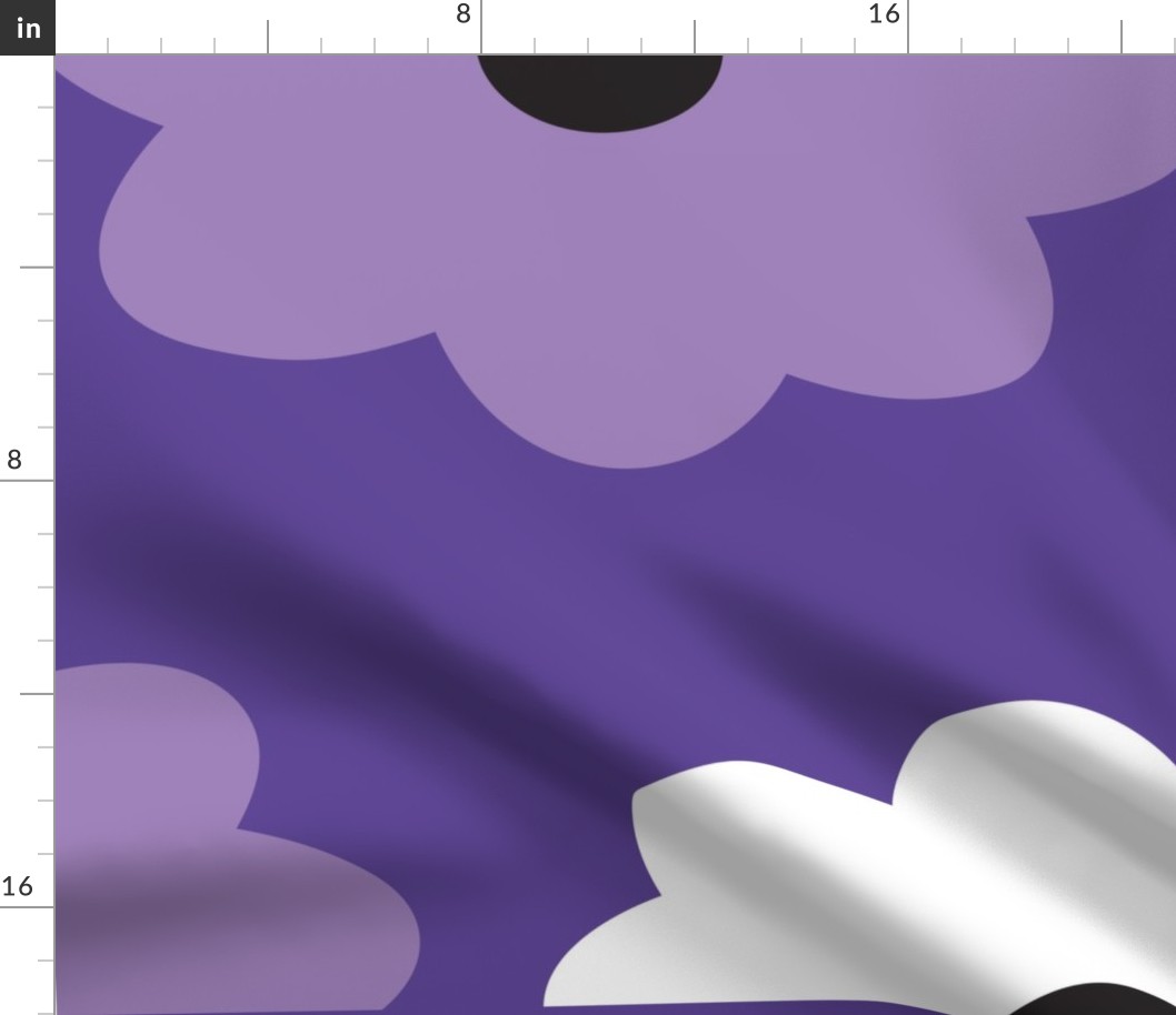 Purple and White Flower Pattern Retro