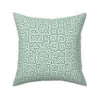 checkered mudcloth Turing pattern 4 - white and soft green