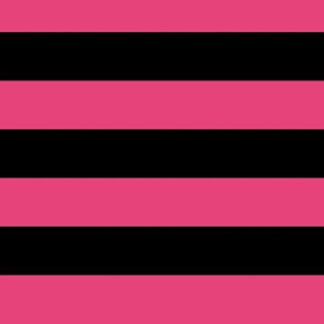 Large Raspberry Sorbet Awning Stripe Pattern Horizontal in Black